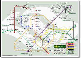 Singapore MRT & LRT train / rail map